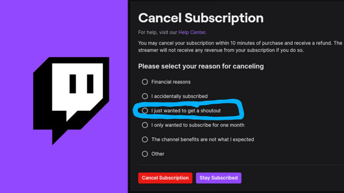 how to cancel a Twitch subscription