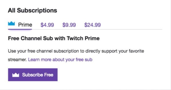 how to sub with twitch prime on mobile
