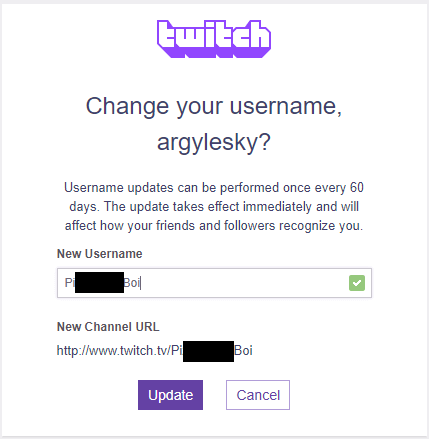 change a Twitch username on iPhone and Android